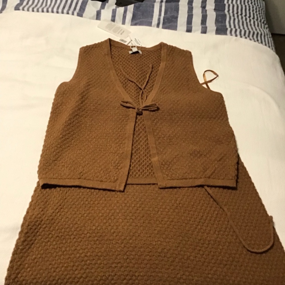 2 pc Knit top & Maxi Chocolate Brown waffle Textured XL MSRP $124.98 Very Nice!